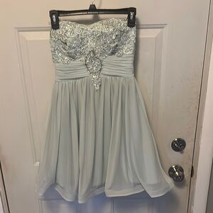 Strapless Light Green Embellished Dress
